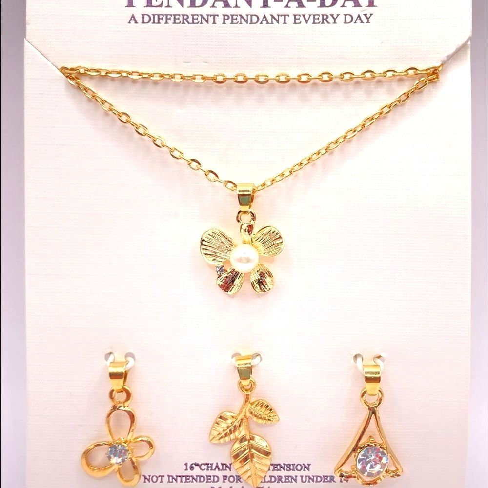 Gold Pendant Necklace Interchangeable Charm Necklace